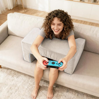 Reading Pillow for Gaming Lap Desk Pillow for Laptop Memory Foam Bed Desk for Reading Working Crocheting Gaming Arm Rest on Bed/Sofa/Floor/Couch/Car (Beige)