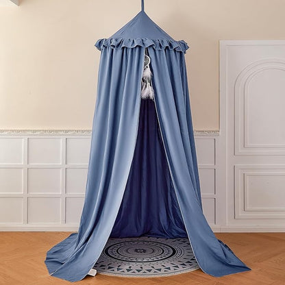 dix-rainbow Princess Decor Canopy for Kids Bed, Soft and Durable Bed Canopy for Girls Room Tent Canopy Dreamy Mosquito Net Bedding, Children Reading Nook Canopies Indoor (Blue)