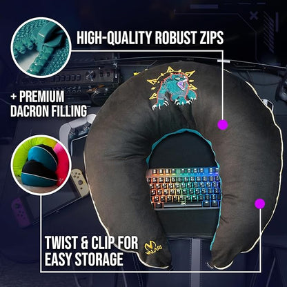 Legendary Gaming Pillow | Ergonomic Arm Rest Pillow for Long Gaming Sessions | Gaming Lap Pillow Provides Wrist & Elbow Support | Suede Gamer Pillow Comes with a Washable Cover, (Fenrir)