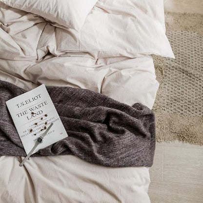 Beige Duvet Cover Queen, 100% Washed Cotton Linen Like Textured Solid Color Casual Modern Style Beige Bedding Set, with Zipper Closure, Luxury Soft Relaxed Feel Natural Wrinkled Comfy (3pcs, Queen)