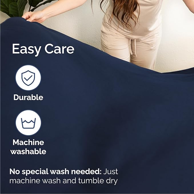 Queen 6 Piece Sheet Set - Comfy Breathable & Cooling - Ultra-Soft Hotel Luxury Bedding Set with 8-16 Inch Deep Pockets - 1 Flat & 1 Fitted Sheet & 4 Pillowcases - Wrinkle Free & Easy Care - Navy Blue