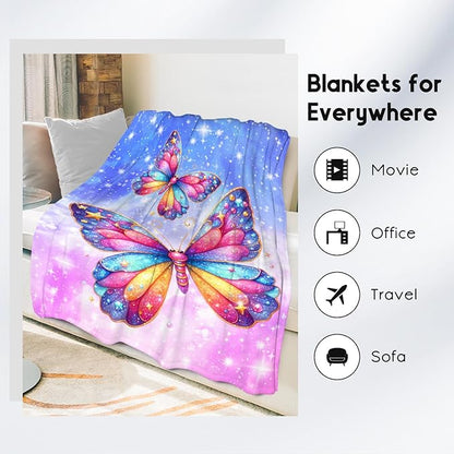 Kids Blanket Butterfly Gifts for Girls Women - Cute Flannel Throws for Daughter Bedroom (50"x60")