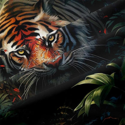 Tiger Bed Sheets Full Size with A Pillow Cases Standard Size,Black Tiger Print Sheet Set for Kids Boys Girls Gorgeous Animal Skin Bedroom Decor, Animal Fitted Flat Sheet