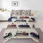 Erosebridal Vintage Steam Train Bedding, Cartoon Classic Railway Retro Full Comforter Set, Gifts for Kids Girls Boys Travel Locomotive Train Bedding Sets Galaxy Stars Decorations Duvet Set