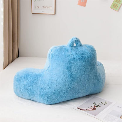 Aimuan Reading Pillow Bed Rest Pillow with Arms Rabbit Fur Cushion for Adults Teens Incline Rest Sitting up & Sleeping Snoring Pillow with Pregnancy Lumbar Back Support (Standard, Blue)