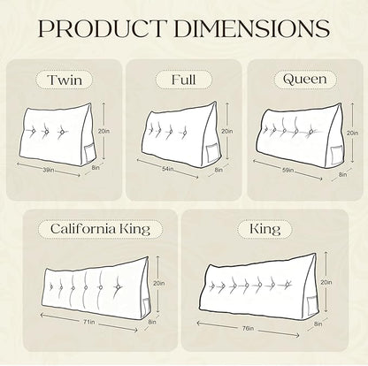 WOWMAX 100% Cotton Velvet Headboard Pillow – Twin Size Wedge Back Support Reading Bolster for Bed & Daybed, Handmade Firm Support Cushion with Removable Cover, Soft Luxury Bed Rest Pillow, Deep Blue