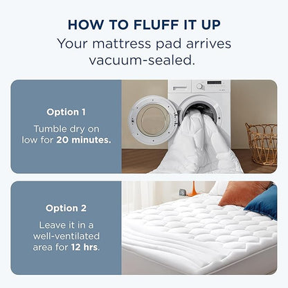 Bedsure Twin Mattress Pad Cover - Quilted Fitted Mattress Topper Protector with 8-21 Inches Deep Pocket, Noiseless Breathable Bed Cover Padded, Machine Washable, White,39x75 Inches