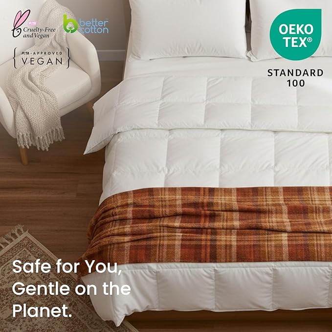 FOSSFLAKES Nordic Sleep, Comforter Duvet Insert, All Season Duvet, Down Alternative Bedding Comforter Premium Scandinavian Design (Queen)