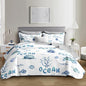King Quilt Bedding Set 3 Pieces,Sea Turtle Shell Coral Pattern Bed Sets for Room Coastal Decor,Ocean Themed Bedding Summer Quilt with 2 Pillowcases.