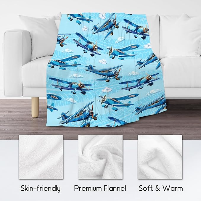 Blanket for Kids Airplane Gifts for Boys - Soft Warm Fleece Small Throws for Toddler (30"x40")