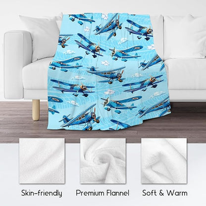 Blanket for Kids Airplane Gifts for Boys - Soft Warm Fleece Small Throws for Toddler (30"x40")