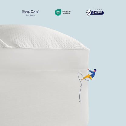 SLEEP ZONE Mattress Topper King Size, Extra Thick Fitted Mattress Pad for Back Pain, Plush and Support Mattress Cover, Deep Pockets Mattress Protector, Hotel Quality (White, King)