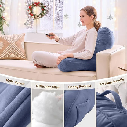 Sasttie Reading Pillow, Pillows for Reading or Relaxing – Ergonomic Support for Head, Neck, Back, and Lumbar, 21-Inch, Greyish Purple