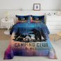 Feelyou Kids Camper Bedding Set Queen Universe Galaxy Camping Comforter for Boys Girls Farmhouse Rustic Wild Bear Decor Comforter Set Nature Starry Sky Quilt with 2 Pillow Case Boys