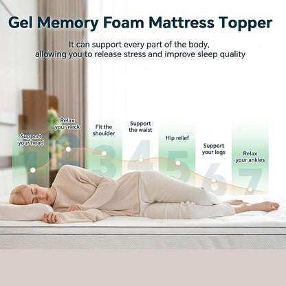 4 Inch Memory Foam Mattress Topper King Size - Dual Layer 3 Inch Cooling Gel Memory Pad and 1 Inch Pillow Top Mattress Cover for Back Pain - 78" x 80" x 4"