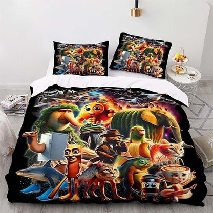Funny Fusion Animals Bedding Set,Fusion Animals Duvet Cover Twin Full Queen King Set for Kids Boys Bed Decor Gifts (Color 1,Queen (90" x 90"))