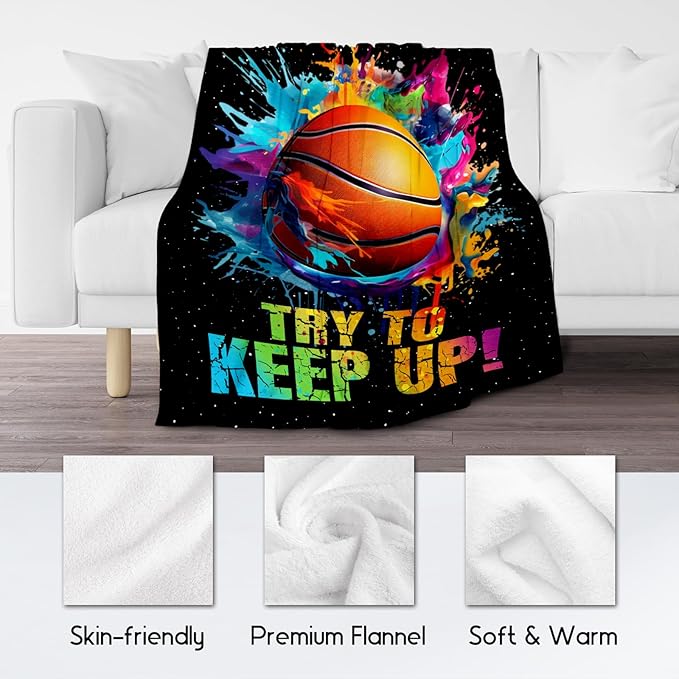 Basketball Blanket for Girls, Basketball Gifts for Boys Adults Sport Lovers, Kids Throw Blankets for Team Player Couch Sofa Home Decor (Colorful, 30x40 Inch)