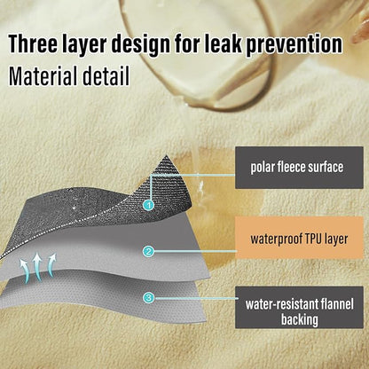 Waterproof Blanket for Bed, 80"x90" Leak-Proof Design, Reversible & Washable King Size Waterproof Blanket, Large Water Resistant Blankets, Reusable (Warm Yellow/Warm White)
