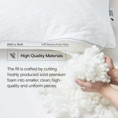 DOZ Adjustable Bed Pillow, Cooling Surface, Shredded Memory Foam, Medium Firm, Perfect for Back, Side, Stomach Sleeper, Oeko-Tex and CertiPUR-US Certified (King)