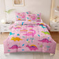 Girls Dinosaur Bedding Full Green Pink Dinosaur Comforter Set, Cute Cartoon Down Comforter for Little Girls Teens Kids Adults Room Decor, Reversible Bed-in-a-Bag 5-Piece Bed Sets