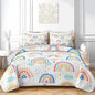 QOOMO Rainbow Quilt Set Twin Size,Colorful Rainbow Bedspread Coverlet Set,Cloud and Star 3Pcs Bedding Set Printed Quilt with 2 Pillowcases,Soft and Lightweight,for All Seasons