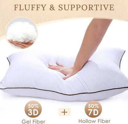 HUXMEYSON Pillows Standard Size Set of 4, Bed Pillows Set of 4, Down Alternative Luxury Hotel Pillows for Sleeping and for Side and Back Sleepers