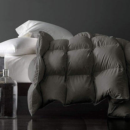 Royoliving Premium Feathers Down Comforter 100% Cotton Cover Duvet Insert with Corner Tabs (Charcoal Grey, Twin Winter)