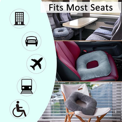 Donut Pillow for Tailbone Pain Relief, Wheelchair Cushion for Hemorrhoids and Bed Sores, Pregnancy, Donut Pillow Suitable for Office, Long Travel, Car and Home Sofa (Lake Blue)