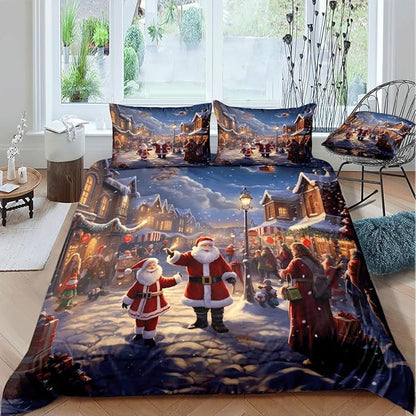 Christmas Duvet Cover Bedding Sets King Size for Kids Girls Teens, Christmas Petal Country Bedding Décor, 1 Duvet Cover and 2 Pillow Shams - 70x90 inches