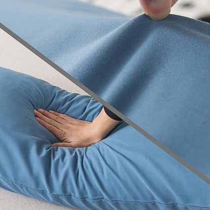 WhatsBedding Memory Foam Body Pillow with Breathable Zippered Cotton Cover, Full Body Pillow for Adults, Long Pillow for Sleeping, Firm Pillow Fluffy Supportive - Foggy Blue