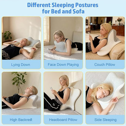 Reading Pillow for Bed, Ergonomic Memory Foam Bed Wedge Pillow for Headboard, Lying, Leaning and Prone, Chin & Back Support Pillows on Bedrest Floor Couch- Gray