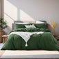 NEXHOME PRO Duvet Cover Set Oversized Queen 92"x98" Linen Look Textured Organic Natural 100% Washed Cotton Duvet Cover 3 Pieces Bedding Set Zipper Closure, Breathable, Forest Green(No Comforter)
