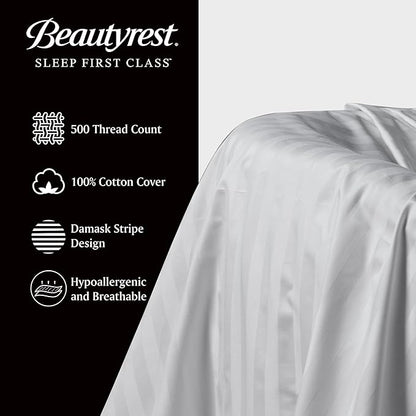 Beautyrest Luxury Goose Feathers Soft Pillows, 500 Thread Count Cotton Cover 20”x36”, King (Pack of 2), Supportive Fluffy Hotel Collection Bed Pillows for Side and Back Sleepers