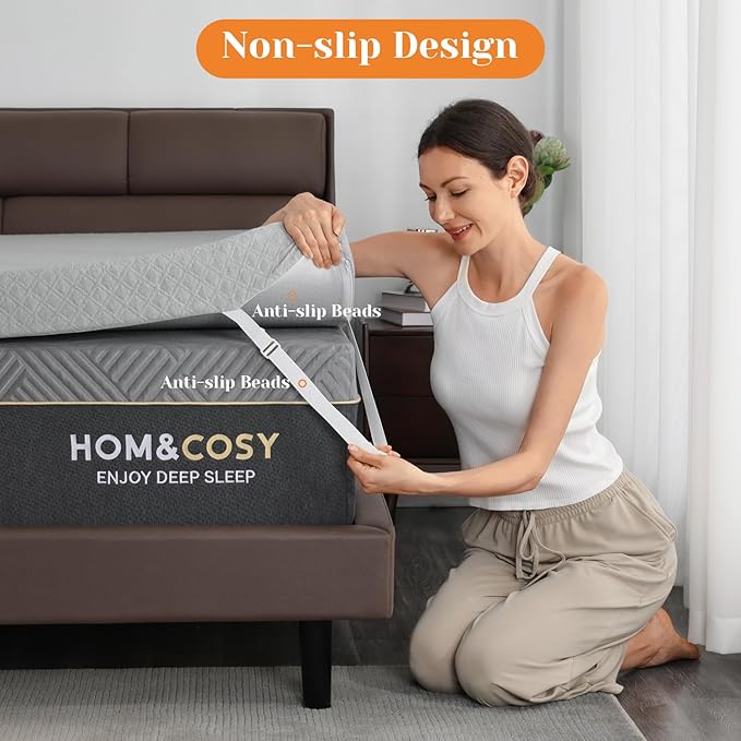 4 Inch Gel Memory Foam Mattress Topper Queen Size, Cooling Bed Topper for Pressure Relief with Removable Breathable Soft Cover, CertiPUR-US Certified, No Smell, No Slip