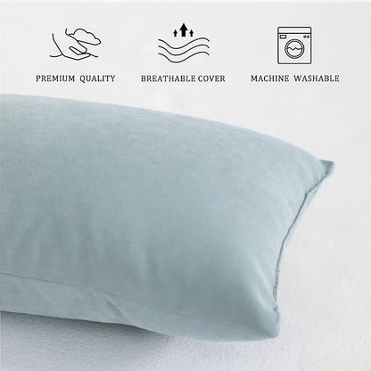 BEDSUM 2 Pack Pillows, 13"x18" Microfiber Pillow for Travel, Pets, Soft and Machine Washable Small Pillows for Neck, Wrist, and Knee Comfort, Sea Green