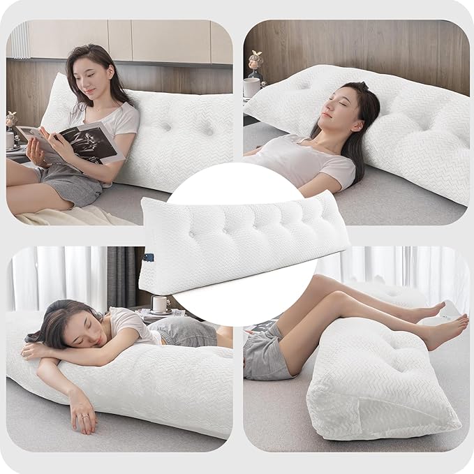 Large Bolster Triangular Headboard Wedge Backrest Positioning Support Bed Rest Reading Pillows Headboard Wedge Pillows for Day Bed with Removable Cover