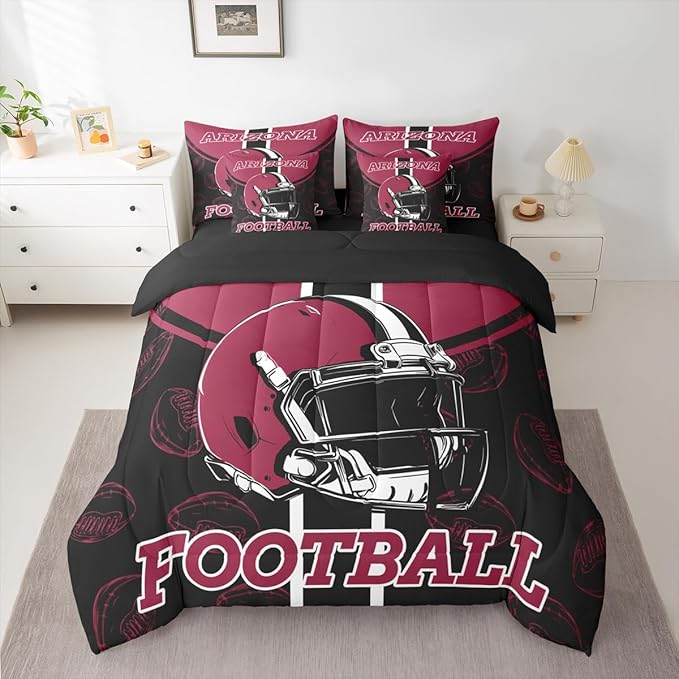 Feelyou Football Comforter Set Full Size 7 Pieces Ball Games Bedding Set for Kids Boys Girls Rugby Bed in a BagFootball Bedroom Decor Rugby Sports