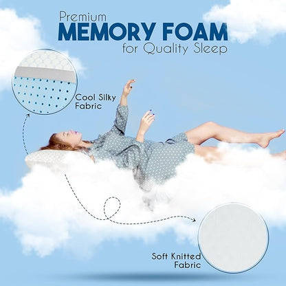Fuller Cooling Memory Foam Pillow – Orthopedic Cervical Pillow for Neck Pain, Headache & Snoring Relief – Soft Washable Cover, Breathable Fabric, Ergonomic Design for Side & Back Sleepers