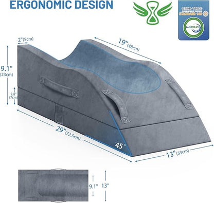Leg Elevation Pillows, Wedge Pillow for After Surgery, Memory Foam Leg Support Adjustable, Comfort Care for Back Knee Hip Ankles Pain, Knee Pillow for Sleeping Blood Circulation Grey