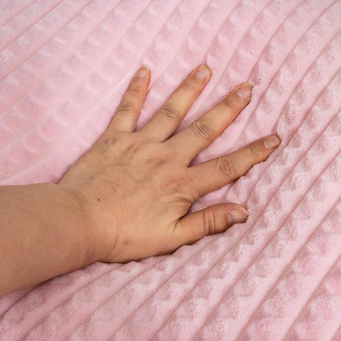 A Nice Night Reading Pillow Bed Wedge Large Adult Children Backrest with Arms Back Support for Sitting Up in Bed/Couch for Lounging Bedrest,Waffle Stereoscopic Design,Pink