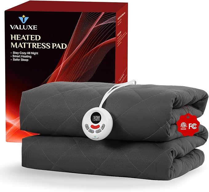 Heated Mattress Pad Full Size Quilted Heating Electric Bed Warmer Luxury Comfort Heat Mattress Pad Cover（10 Heat Setting | 1-12 Hours Auto Shut Off | with 8-21 Inch Deep Pocket）