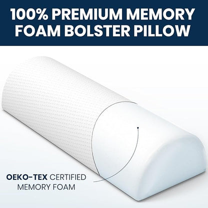 Everlasting Comfort Under Knee Pillow for Back Sleeping - Memory Foam Half Moon Leg Bolster Pillow for Back Pain, Thoracic Support