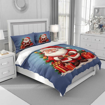 Christmas Duvet Cover Bedding Sets King Size for Kids Girls Teens, Christmas Petal Country Bedding Décor, 1 Duvet Cover and 2 Pillow Shams - 80x90 inches