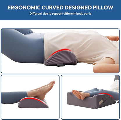 6PCS Wedge Pillow Set for After Surgery, Back Support Pillow for Bed, Bed Wedge Pillow for Post Surgery, Back Rest Pillow for Sitting in Bed, Pillow for Back Pain Relief, Plush Grey