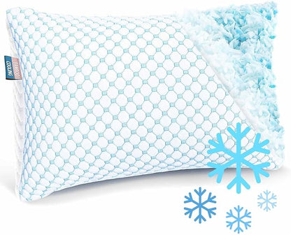 Nestl Cooling Pillow for Sleeping 1 Pack, Luxury Shredded Memory Foam Pillows Queen Size, Adjustable Cold Gel Pillows for Hot Sleepers Supportive Cool Pillow for Side Back Stomach Sleepers