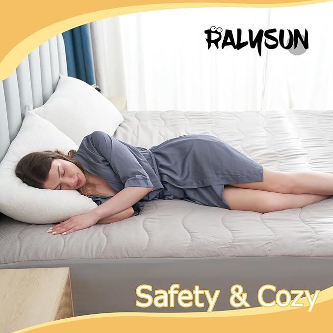 Electric Mattress Pad Twin Size 39"x75",6 Heating Levels & 1-10 Hour Auto Shut Off,Warm and Soft Comfort Fabric with 15 Inch Deep Pocket,Machine Washable,Gray