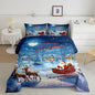 Cartoon Santa Claus Comforter Set King,Christmas Deer Reindeer Moose Bedding Set for Kids Boys Girls,Xmas New Year Gift Duvet Insert,Merry Christmas Tree Down Comforter with 2 Pillowcases