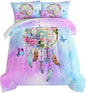 HOSIMA Boho Bedding Dream Catcher Comforter Bed in A Bag King Size with 2 Pillowcases,Butterfly Bed Set Room Decor for Teen Girls,Feather Floral king bedding Set for Adults Kids.