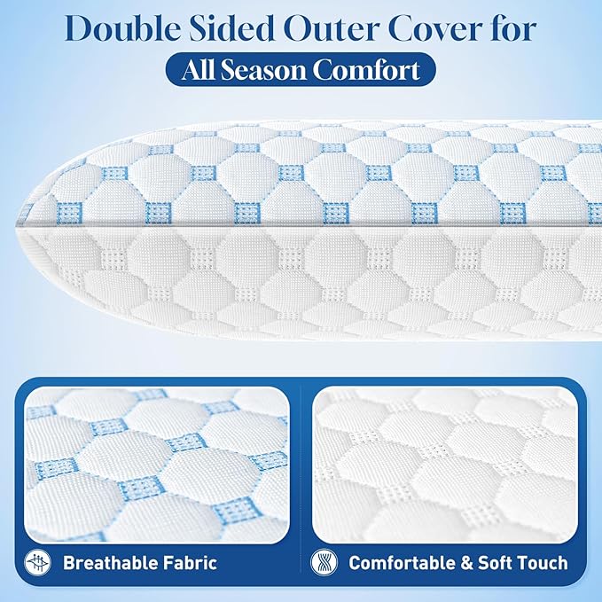 CloudBliss 2.75” Ultra Thin Pillows for Side | Back | Stomach Sleepers, Memory Foam Flat Pillow, Low Profile Sleeper Pillows with Double Sided Comfortable Breathable Pillow Cover, Standard
