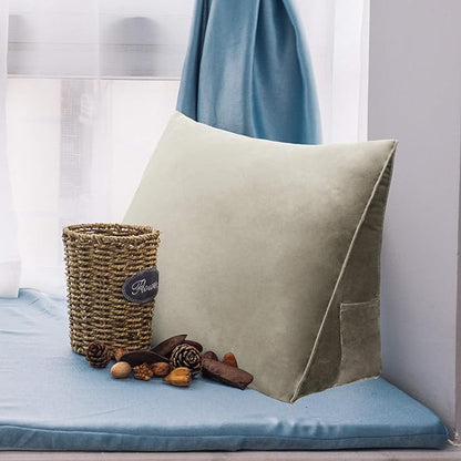 Wedge Headboard Pillow Dorm Room Reading Pillow Back Support for Sitting Up in Bed Bolster Lumbar Cushion Body Positioning Bedrest (Light Tan, 24x8x20 in)